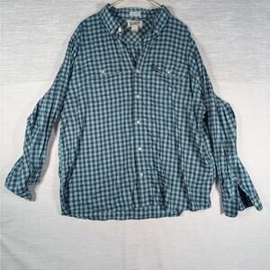 Duluth Trading Company Casual Button Down Shirt Mens 2XL Green Checked Untucked